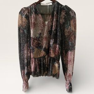 Anthropologie Bishop+Young Enchanted Ultra Fine Party Floral Peplum Blouse | XS